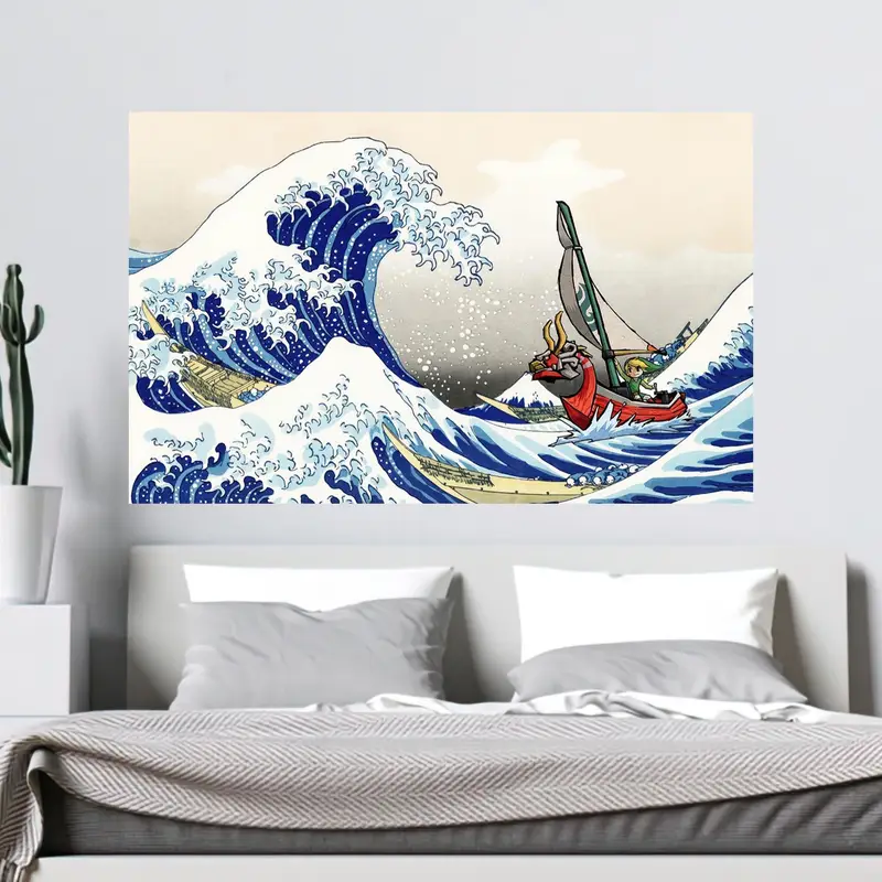 Elegant Printed Glass: The Great Wave Seascape Design