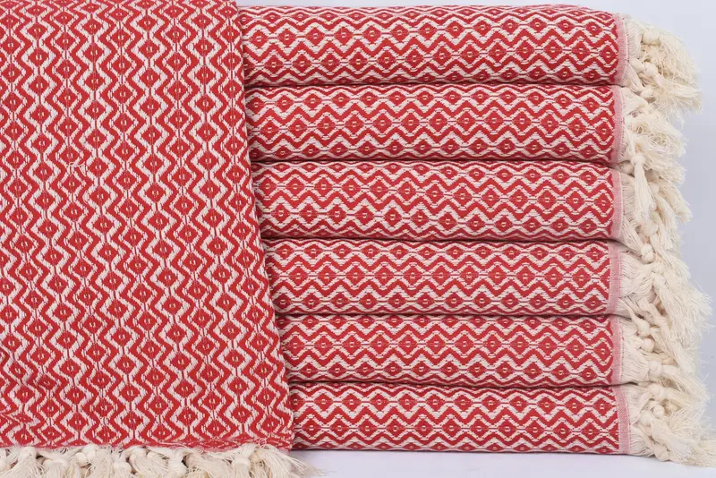 Personalized Beach Towel, Organic Cotton, Red, 70x40 Inches