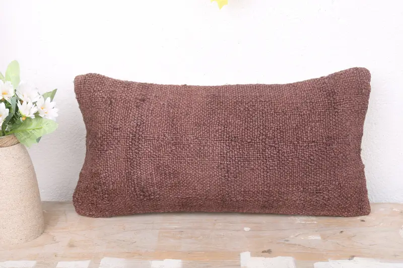 Accent Cushion, Vintage Pillow, Pillow for Sofa, 8x16 Brown Cushion, Cushion Case, Kilim Cushion Sham, Vintage Cushion Case - 2