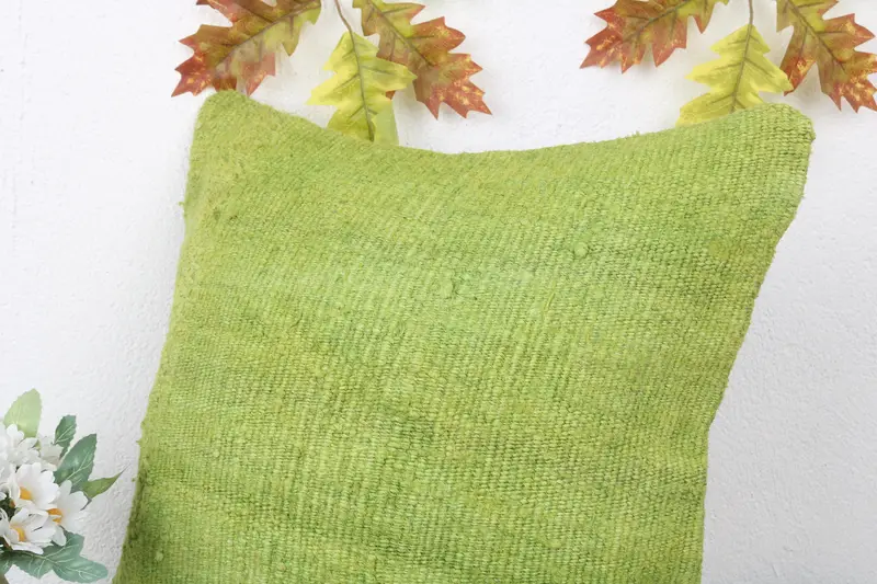 Home Decor Pillow, Cushion Case, Vintage Pillow, 16x16 Green Pillow Cover, Sofa Bolster Pillow Cover, Ethnical Kilim Rug Pillow - 5