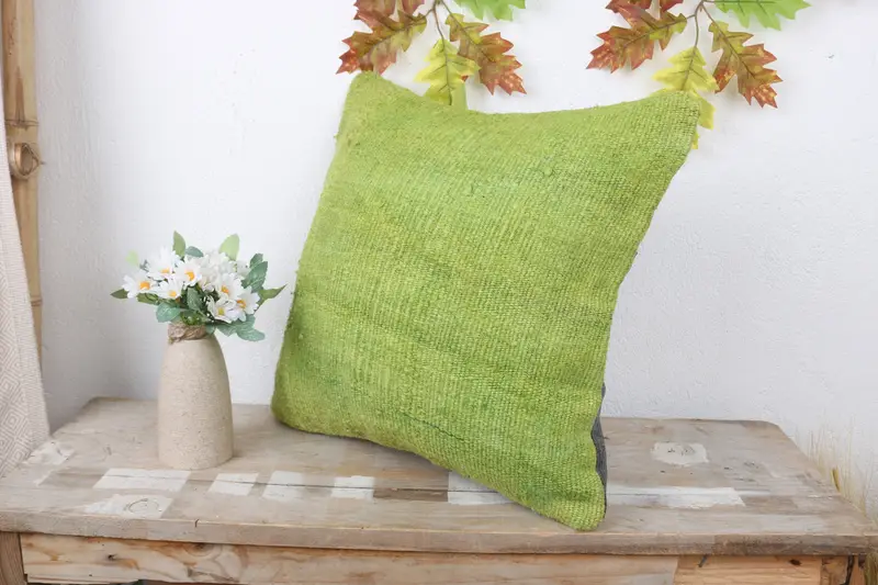 Home Decor Pillow, Cushion Case, Vintage Pillow, 16x16 Green Pillow Cover, Sofa Bolster Pillow Cover, Ethnical Kilim Rug Pillow - 4
