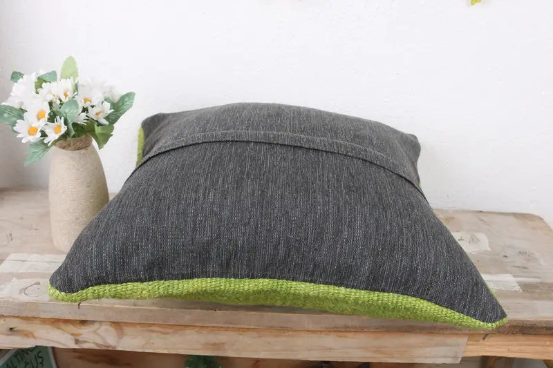 Home Decor Pillow, Cushion Case, Vintage Pillow, 16x16 Green Pillow Cover, Sofa Bolster Pillow Cover, Ethnical Kilim Rug Pillow - 7