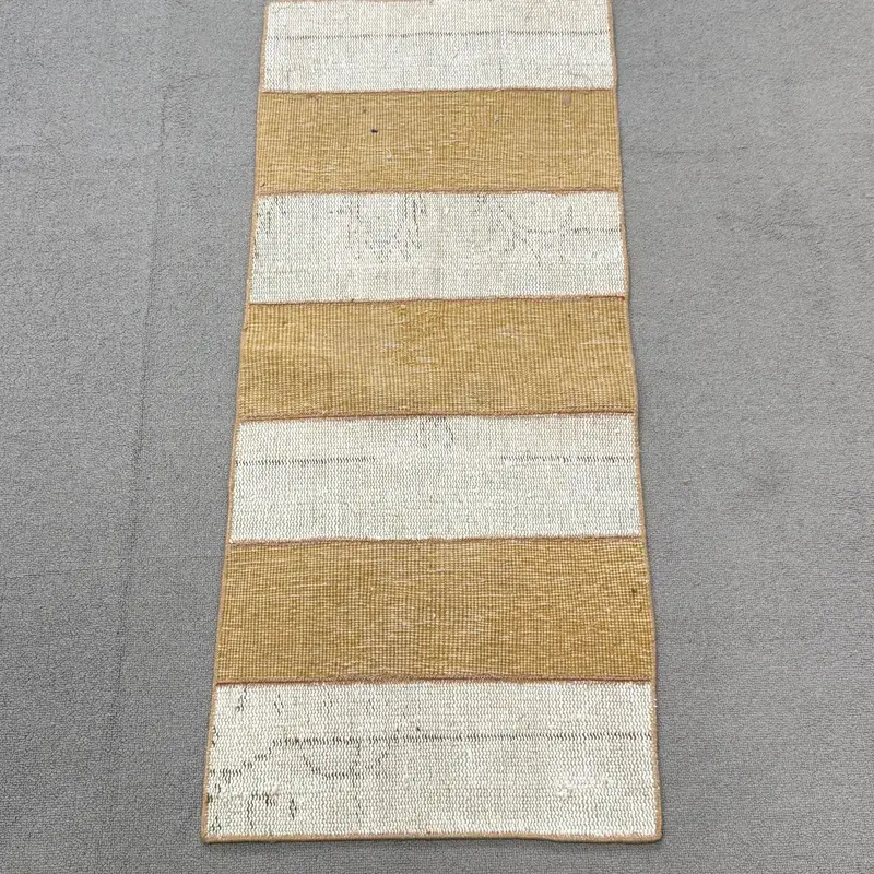 Turkish Vintage Rug, 1.5x3.5 ft Oushak Rug, Brown Wool Rug - 1