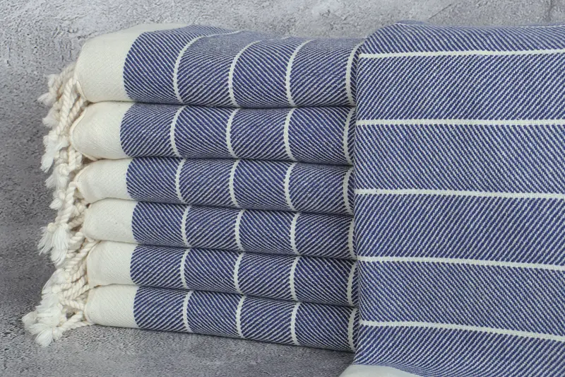 Turkish Towels Navy Herringbone, Personalizable, 40x71 Inches