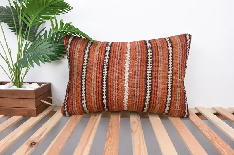 Handmade Kilim Cushion, Pillow Sham, 16x24 Red Cushion, Bohemian Cushion Cushion Case, Interior Designer Pillow, Kilim Pillow Cover - 1