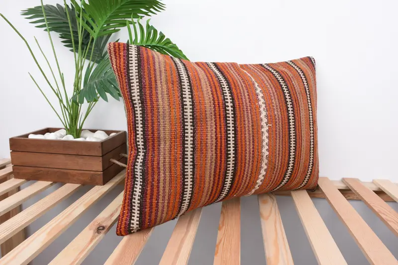 Handmade Kilim Cushion, Pillow Sham, 16x24 Red Cushion, Bohemian Cushion Cushion Case, Interior Designer Pillow, Kilim Pillow Cover - 4