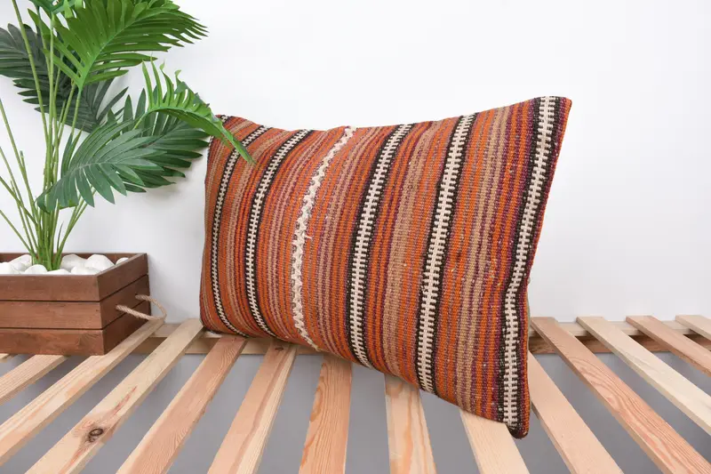 Handmade Kilim Cushion, Pillow Sham, 16x24 Red Cushion, Bohemian Cushion Cushion Case, Interior Designer Pillow, Kilim Pillow Cover - 5