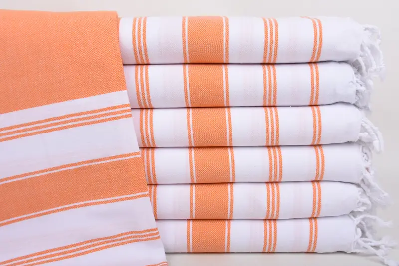 Personalized Beach Towel Orange Stripes Turkish Cotton, 70x40 Inches