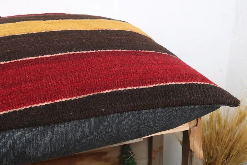 Cushion Cover, Designer Throw Pillow Case, Interior Designer Pillow, Ethnical Kilim Rug Pillow, Turkish Pillow, 24x24 Brown Cushion Cover - 6