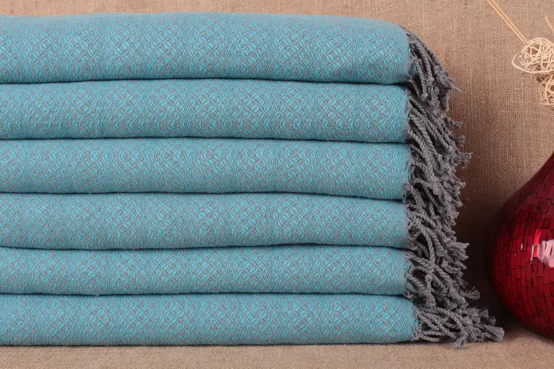 Toalla turca personalizada de algodón orgánico geométrica, beige, 38 x 71 pulgadas