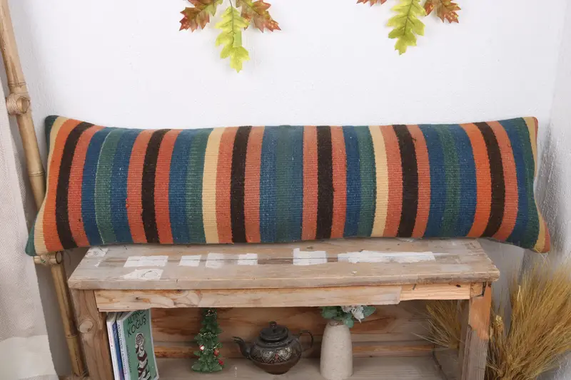 12x43 Green Cushion Case, Turkish Kilim Pillow, Kilim Pillow, Pillow Case, Ethnic Throw Cushion Case, Vintage Kilim Throw Pillow - 2