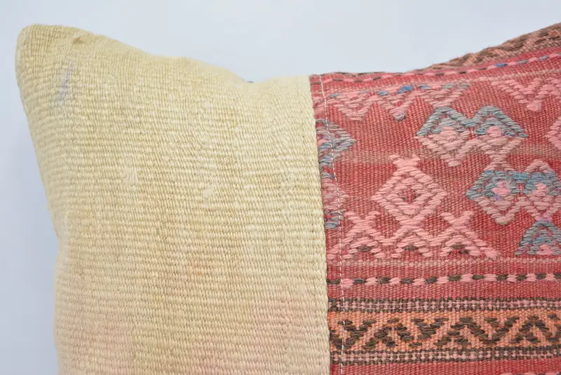 14x14 Beige Pillow Case, Throw Kilim Pillow, Home Decor Pillow, Office Chair Pillow, Pillow Cover, Vintage Throw Pillow Case, Turkish Pillow - 2