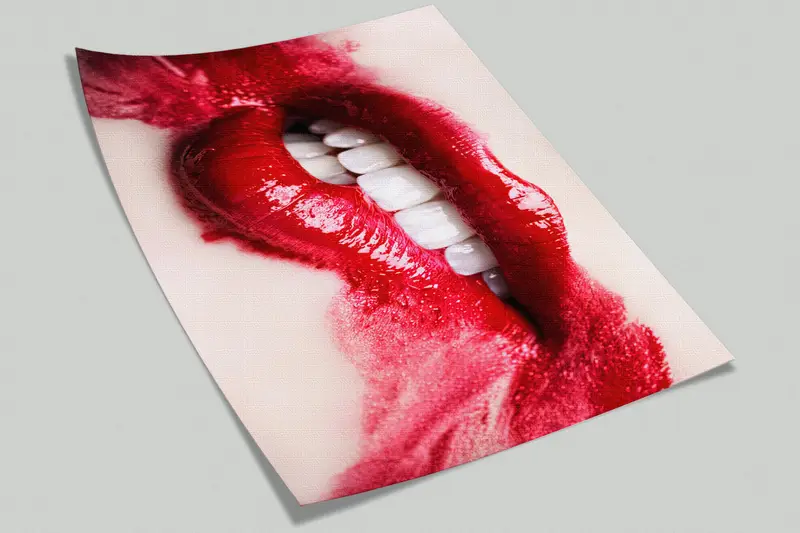 Modern Wall Paper, , Bright Wall Paper, Custom Wall Paper, Red Lip Wall Paper, Red Lipstick Wall Print, Nude Wall Print, Mature Artwork - 3