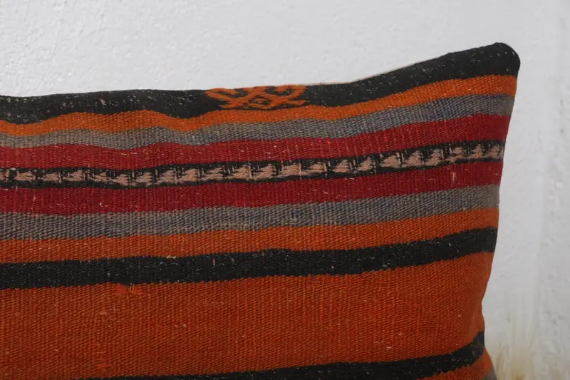 Living Room Throw Pillow Sham, Pillow Cover, 12x24 Orange Cushion Cover, Turkish Pillow, Boho Pillow, Kilim Pillow Cover, Shabby Chic Cushion Case - 5