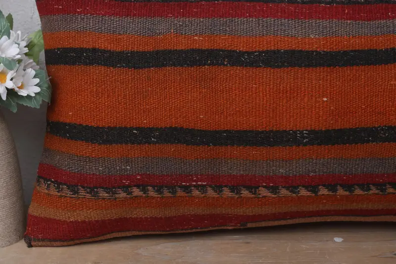 Living Room Throw Pillow Sham, Pillow Cover, 12x24 Orange Cushion Cover, Turkish Pillow, Boho Pillow, Kilim Pillow Cover, Shabby Chic Cushion Case - 3