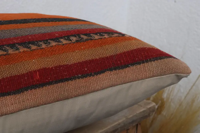 Living Room Throw Pillow Sham, Pillow Cover, 12x24 Orange Cushion Cover, Turkish Pillow, Boho Pillow, Kilim Pillow Cover, Shabby Chic Cushion Case - 6