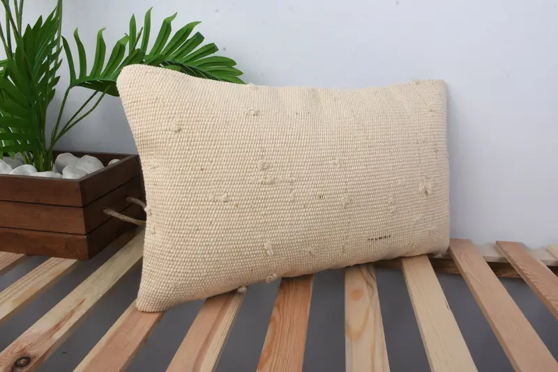 Throw Kilim Pillow, Anatolian Cushion Case, Rustic Cushion Cover, Muted Cushion Case, 12x20 Beige Pillow, Pillow, Vintage Pillow, Kilim Pillow - 4