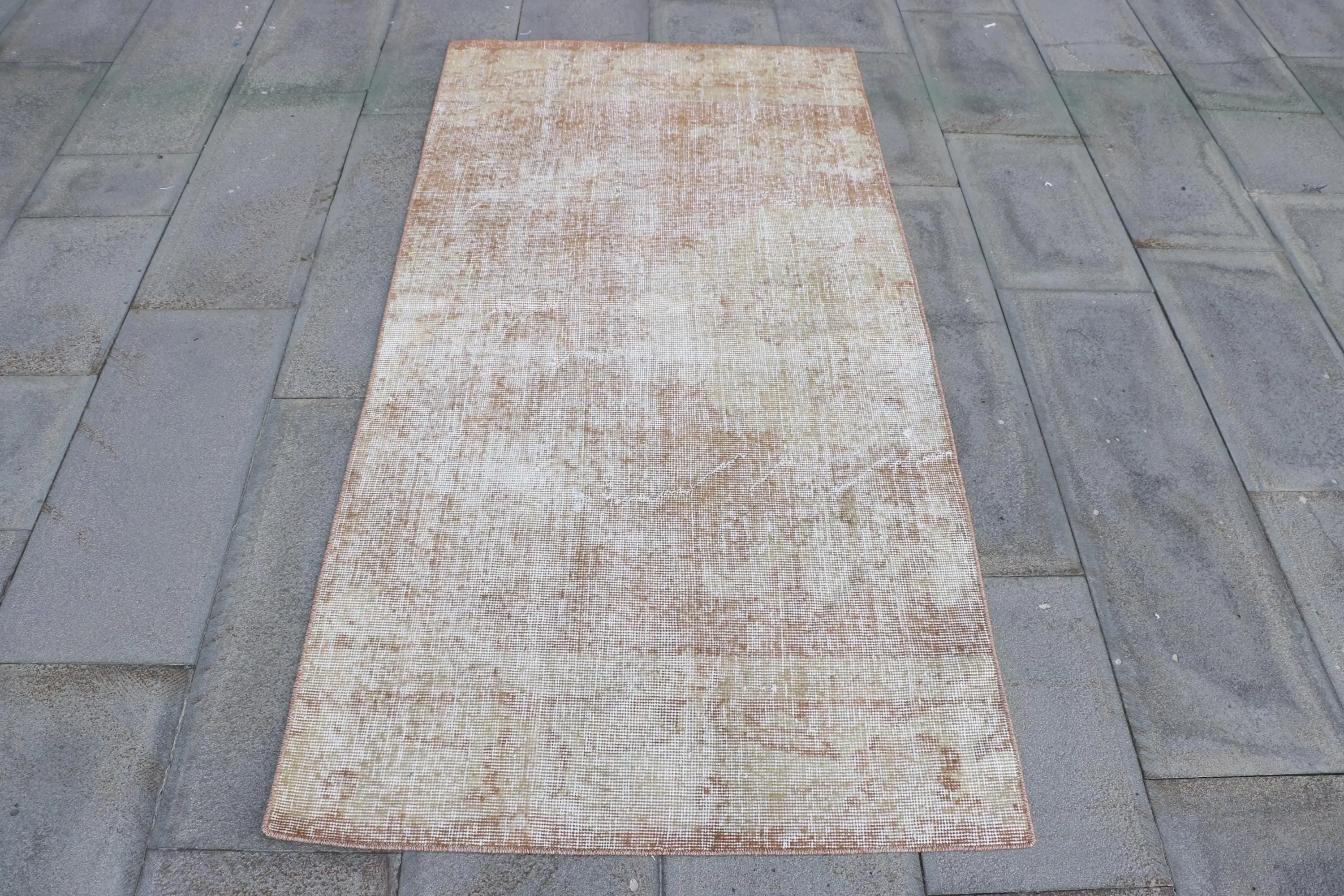 3x6 ft Vintage Halı, Kilim, Kahverengi Hayvan Baskı Halı Yün - 1