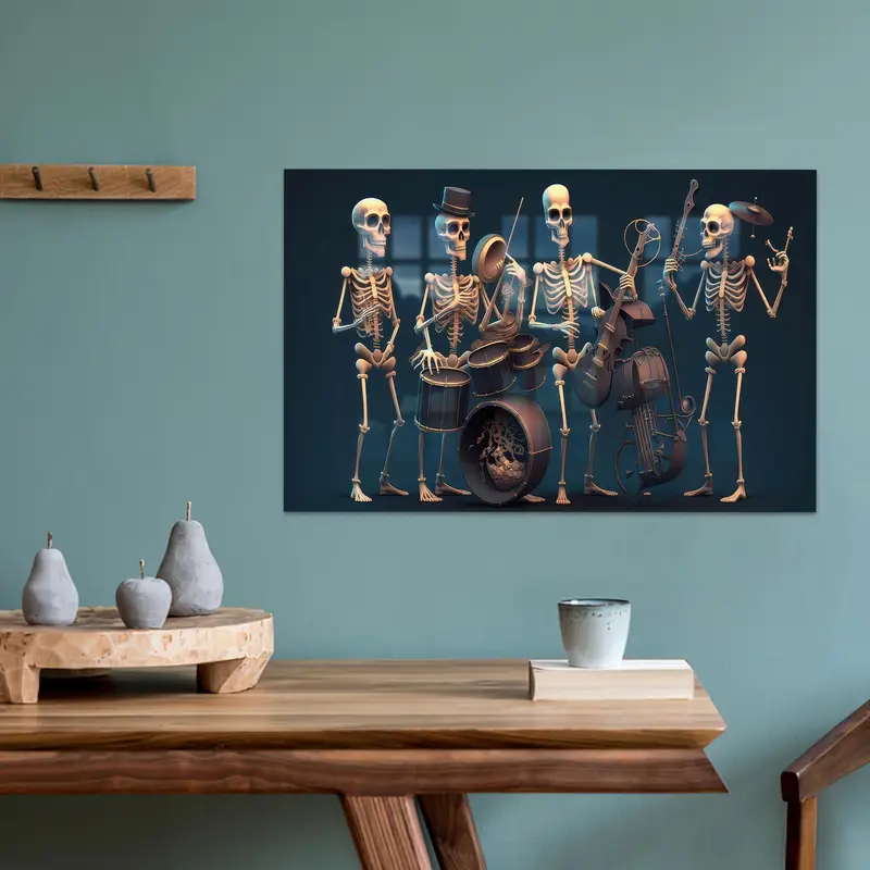 Man Cave, Oyun Odası için Modern Soyut Kafatası Baskılı Cam