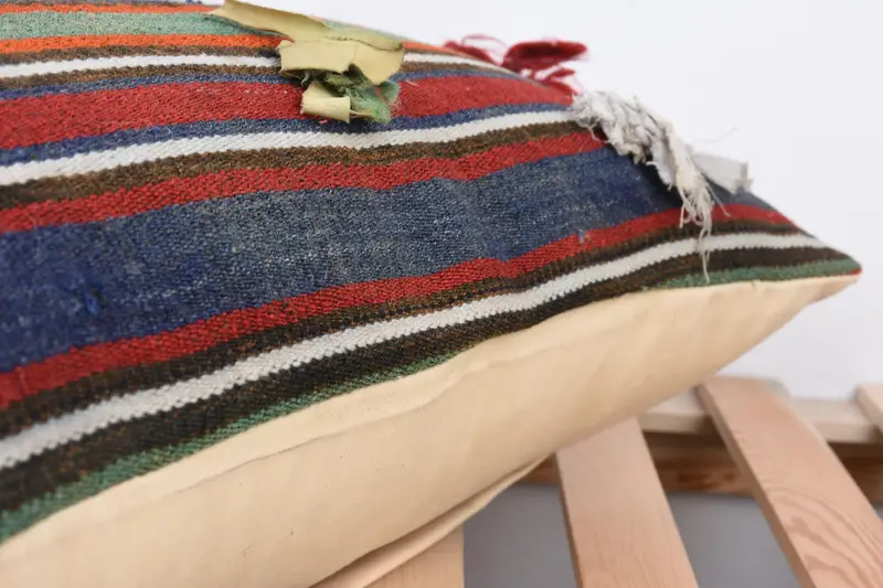 Morroccon Kilim Cushion Pillow Case, Cushion, Ethnical Kilim Rug Pillow, 16x24 Red Cushion Case, Pillow for Couch, Antique Pillows - 7