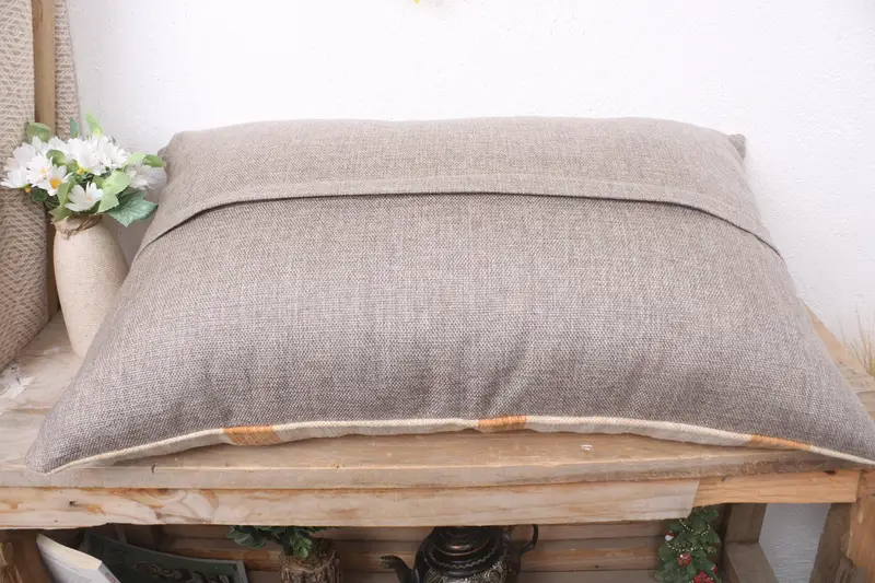 Cushion, Throw Kilim Pillow, Pillow for Sofa, Decorative Throw Pillow Cover, 16x24 Beige Cushion Case, Handmade Kilim Cushion - 7