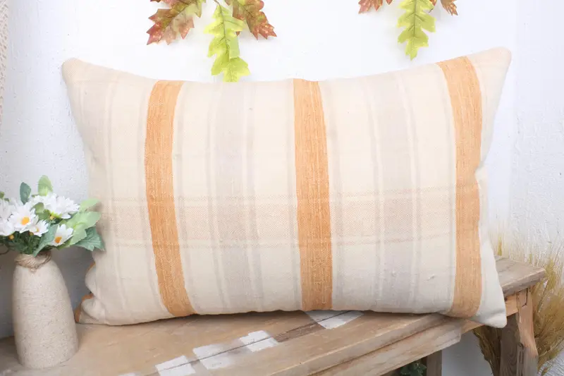 Cushion, Throw Kilim Pillow, Pillow for Sofa, Decorative Throw Pillow Cover, 16x24 Beige Cushion Case, Handmade Kilim Cushion - 4