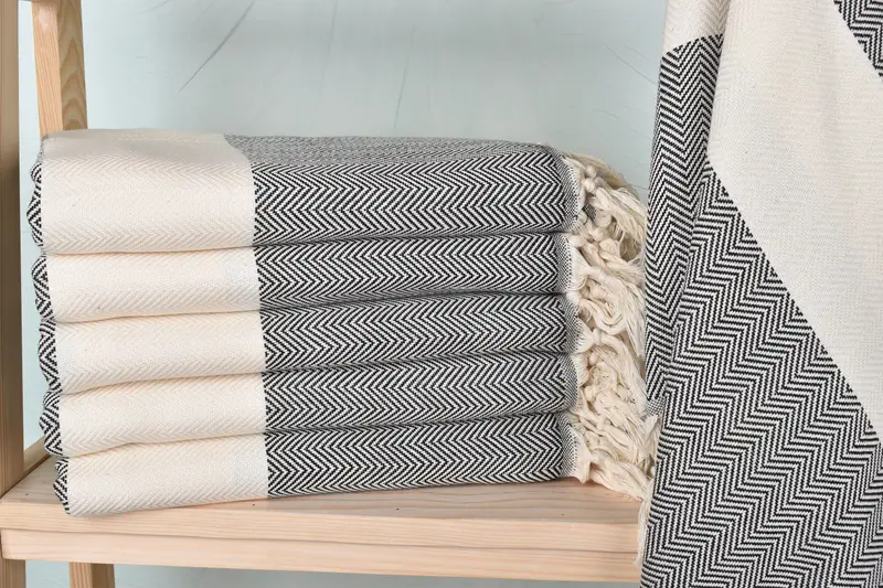 Gift for Coworker Bulk Chevron Towel Black, 40x71 Inches