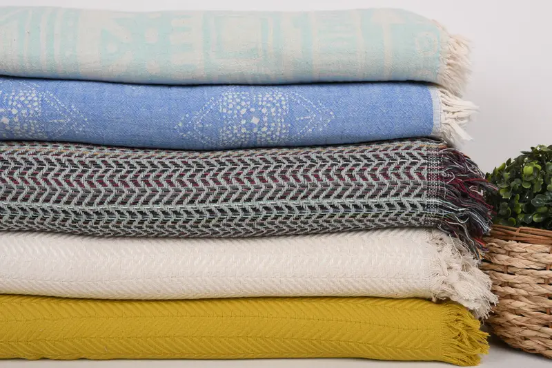 Turkish Bedcover, Beach Theme Wedding Gift, Woven Blanket, 80x60 Cotton Set of 5 Towel, Personalized Blanket, Custom Blanket, Home Gift - 3