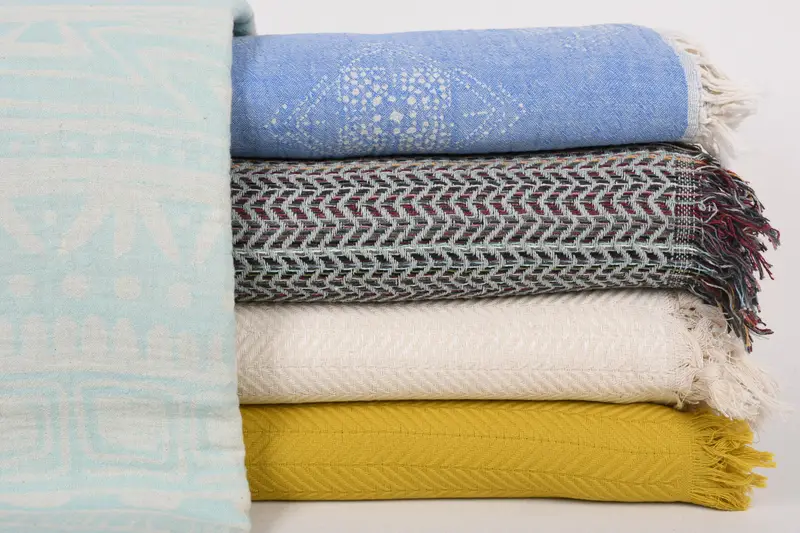 Turkish Bedcover, Beach Theme Wedding Gift, Woven Blanket, 80x60 Cotton Set of 5 Towel, Personalized Blanket, Custom Blanket, Home Gift - 1