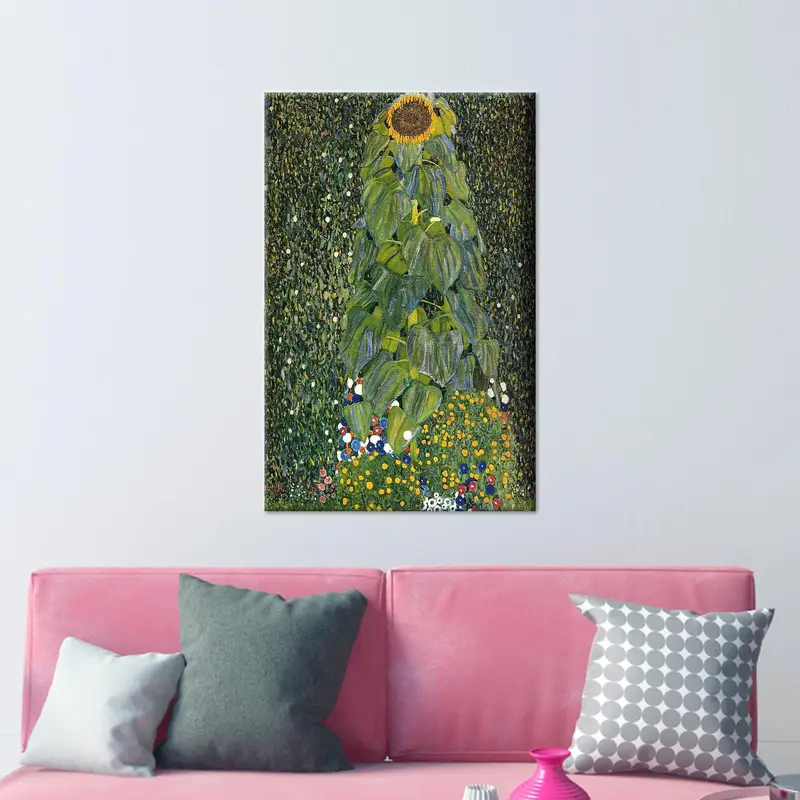 Gustav Klimt'in Ayçiçeği: Zarif Baskılı Kanvas Tablo