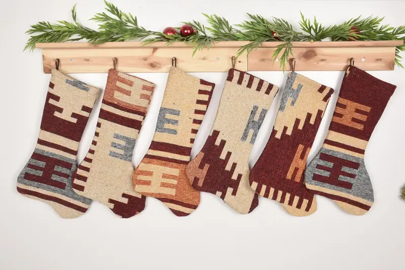 Festive Christmas Ornaments Pattern, 7 Inch Wide Christmas Stocking