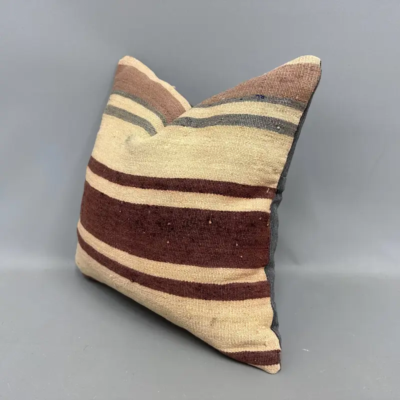 18x18 Beige Cushion, Antique Pillows, Pillow Sham, Pet Pillow Sham, Kilim Cushion Sham, Pillow for Couch, Outdoor Patio Pillow Cover - 3