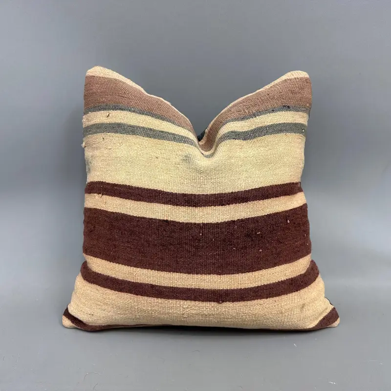 18x18 Beige Cushion, Antique Pillows, Pillow Sham, Pet Pillow Sham, Kilim Cushion Sham, Pillow for Couch, Outdoor Patio Pillow Cover - 1