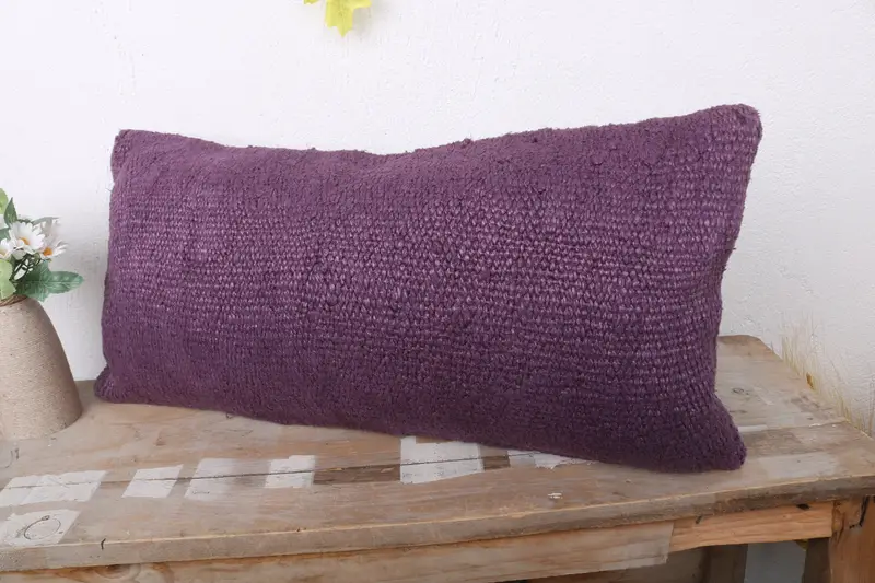 Sofa Bolster Pillow Sham, 12x24 Purple Cushion Case, Kilim Pillow Cover, Vintage Pillow, Cushion Cover, Vintage Kilim Pillow - 4