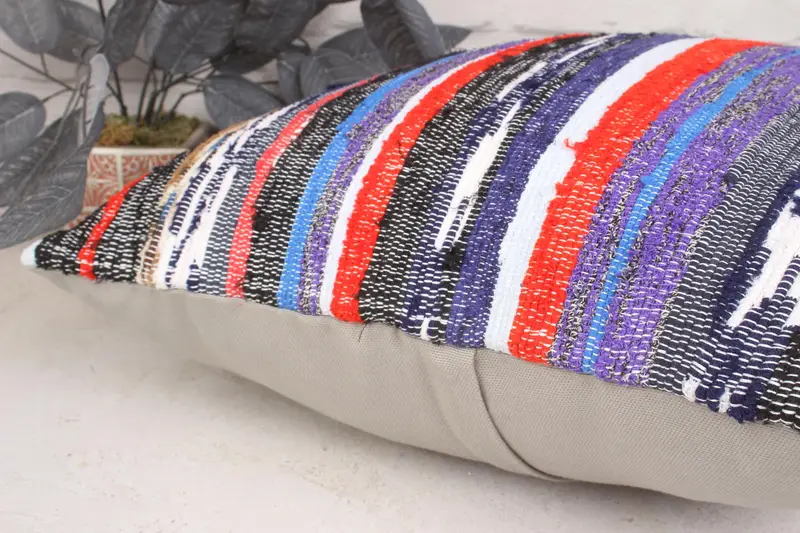 Caja de almohada morada 20x20, cubierta de cojín tribal, simulacro de almohada, almohada de kilim, cojín de kilim hecho a mano, almohada de regalo, almohada de patrón de ganchillo - 7