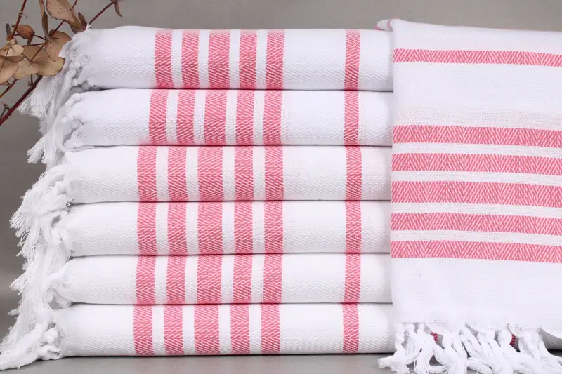 Dark Pink Washcloth Hand Towel Chevron Peshkir, 24x36 Inches