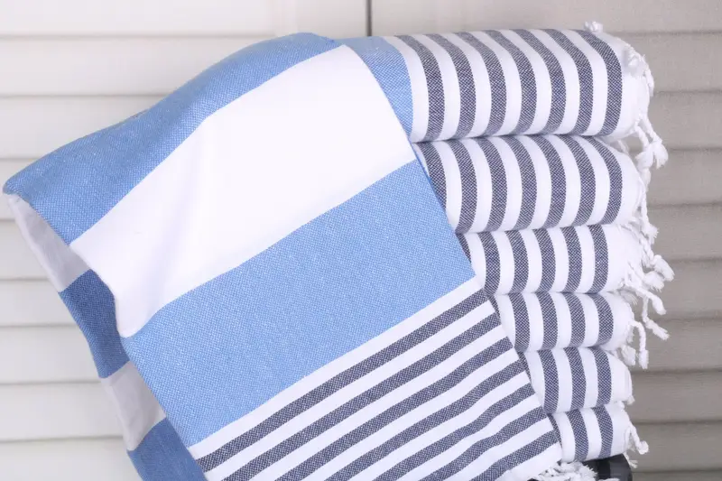 Beach Towel Personalized Bridesmaid Gift Blue-Navy Cotton, 40x71 Inches