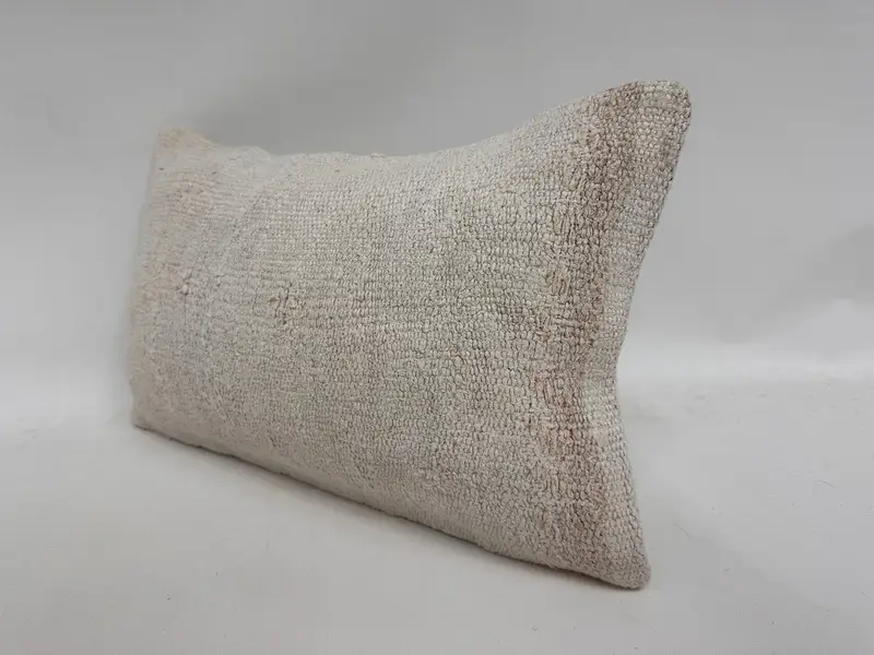 Pastel Cushion Cover, Pillow Sham, Vintage Pillow, Vintage Kilim Throw Pillow, 12x20 White Pillow Cover, Vintage Kilim Pillow - 4