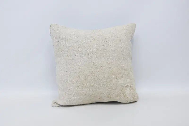 White Vintage Pillow, Moroccan Decorative 18x18 inch Cushion - 1