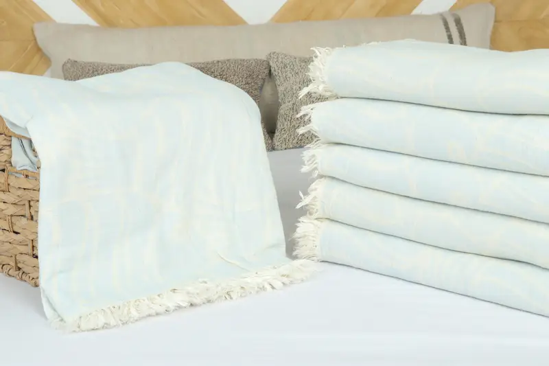 Bachelorette Party Favors, Turkish Cotton Blanket, Woven Throw Blanket, Bedspread, 104x104 Cotton Fish Design Towel, Maid Of Honor Gift - 4