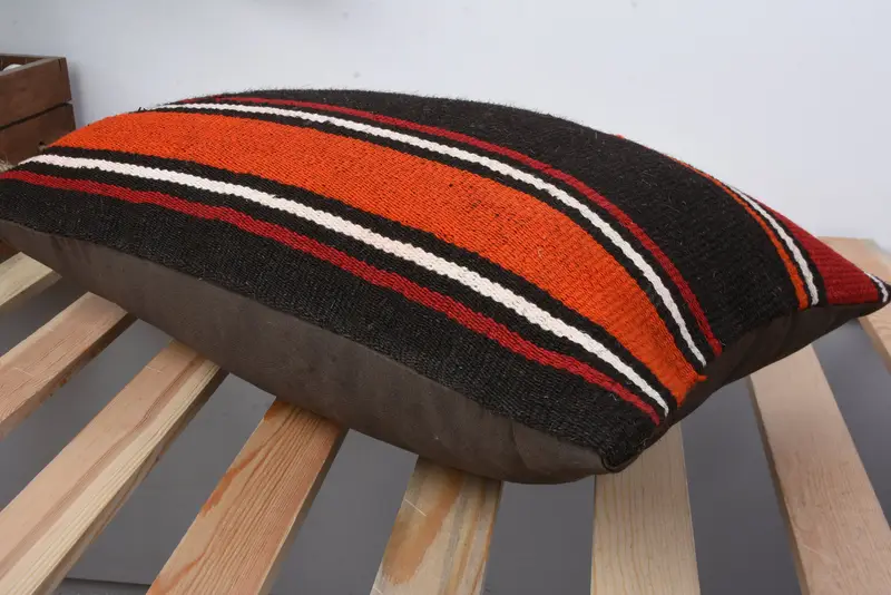 12x20 Orange Pillow, Sofa Bolster Pillow, Ethnical Kilim Rug Pillow, Home Decor Pillow, Turkish Pillow, Cushion Cover, Tapestry Cushion Case - 6