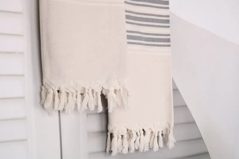 Anniversary Gift For Her, Handwoven organic Turkish towel for spa, Housewarming Gift, 70x40 Linen Striped Towel, Turkish Towel USA, Sand-free towel - 8