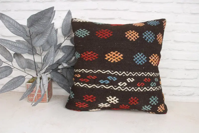 Tapestry Cushion Cover, Pillow for Sofa, Interior Designer Pillow, Boho Pillow, Pillow, 20x20 Brown Cushion, Office Chair Cushion Case - 1