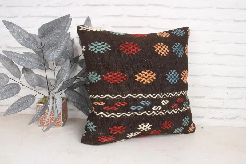 Tapestry Cushion Cover, Pillow for Sofa, Interior Designer Pillow, Boho Pillow, Pillow, 20x20 Brown Cushion, Office Chair Cushion Case - 3