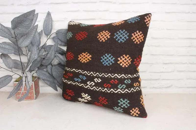 Tapestry Cushion Cover, Pillow for Sofa, Interior Designer Pillow, Boho Pillow, Pillow, 20x20 Brown Cushion, Office Chair Cushion Case - 4
