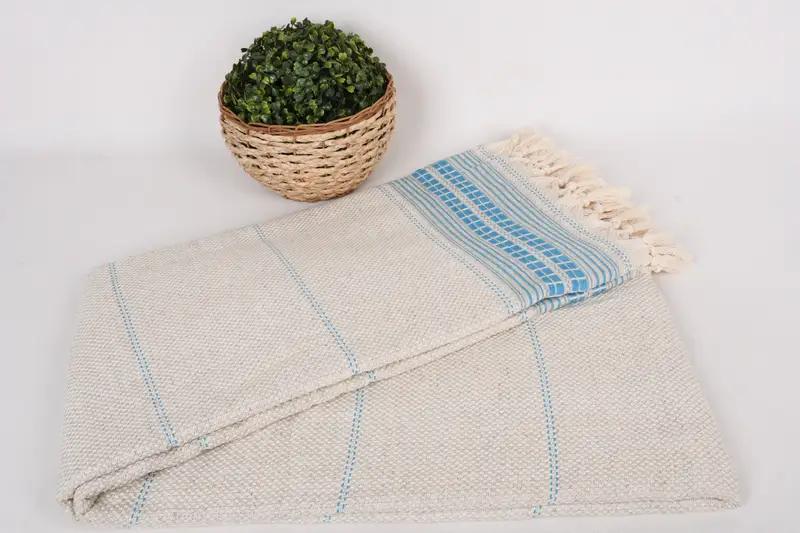 Monogram Beach Blanket, Valentines Gift, Personalized Blanket, Organic Throw, 96x94 Linen Striped Towel, Throw Blanket Couch, Custom Wedding Gifts - 5