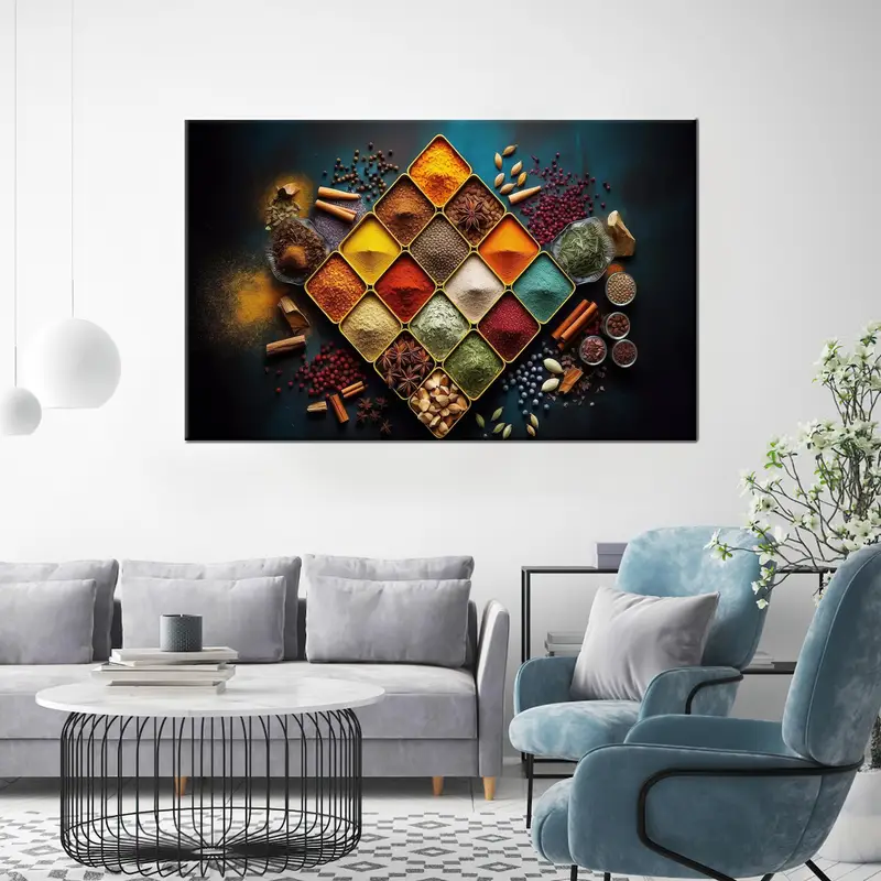 Elegant Printed Glass: Modern Spices Theme for Kitchen Dining