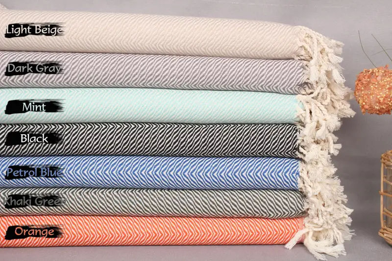 40x71 Cotton Towel Organic, Fouta Beige Chevron, Bath