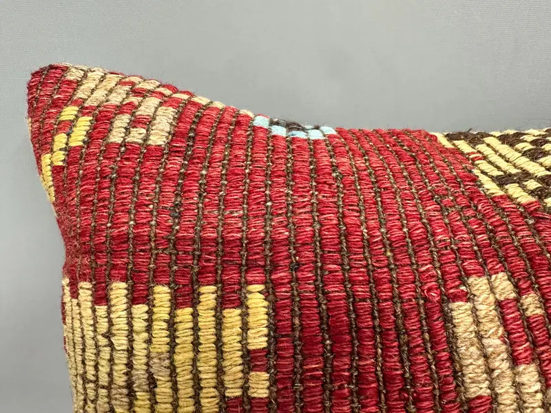 Vintage Kilim Pillow, Handmade Throw Pillow Case, Pillow Cover, 20x20 Red Pillow, Home Decor Pillow, Handmade Kilim Cushion - 5