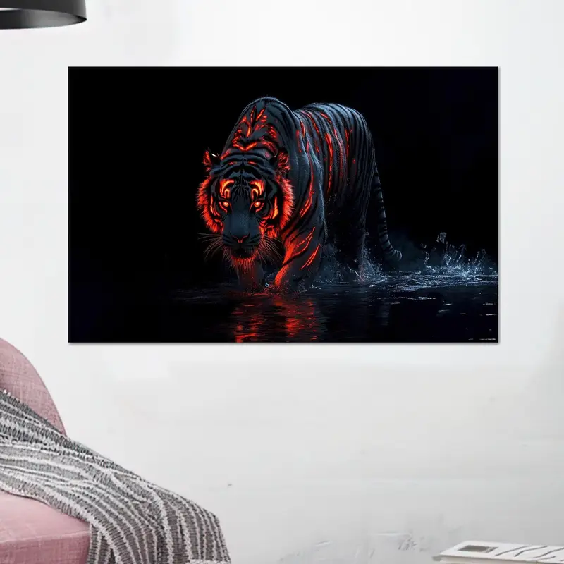 Lienzo de tigre surrealista: arte surrealista impreso para decoración del hogar